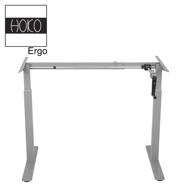 ERGO-WORK-TABLE höhenverstellbarer Schreibtisch inkl. Rollen BASIC Grau, manuelle Bedienung