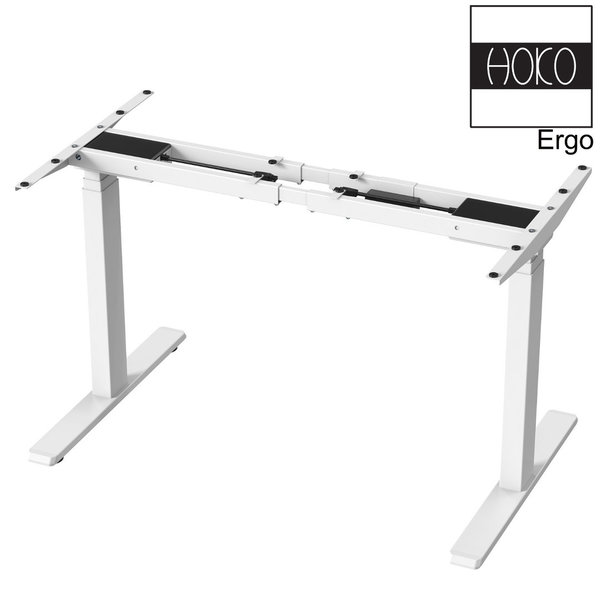 HOKO® ERGO PREMIUM höhenverstellbarer Schreibtisch Weiß, 2 Motoren und digitale Steuerung