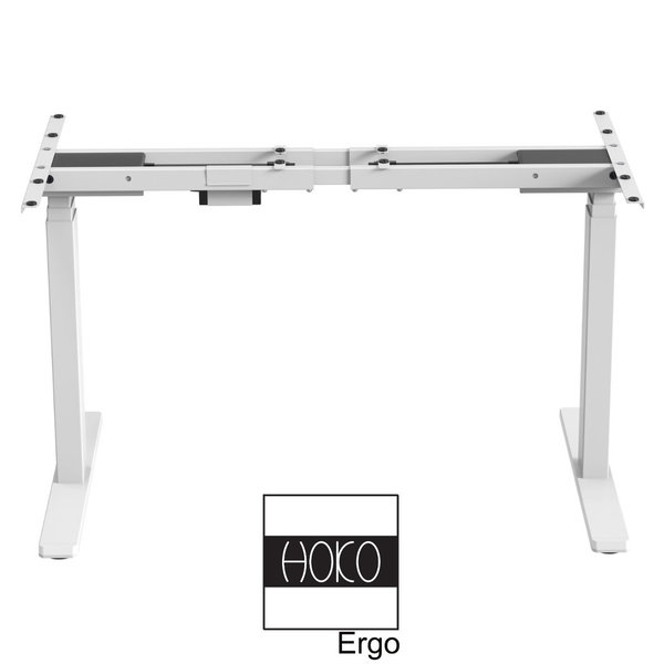 HOKO® ERGO PREMIUM höhenverstellbarer Schreibtisch Weiß, 2 Motoren und digitale Steuerung