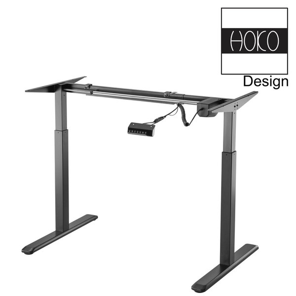 ERGO-WORK-TABLE höhenverstellbarer Schreibtisch COMFORT Schwarz mit 1 Motor