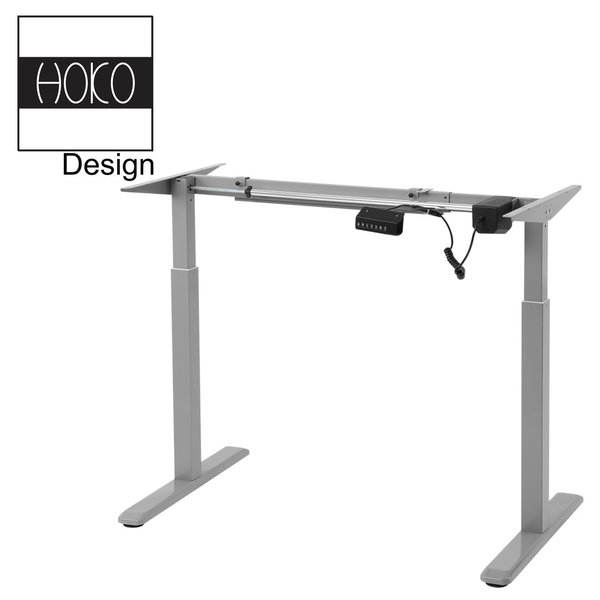 ERGO-WORK-TABLE höhenverstellbarer Schreibtisch COMFORT Grau mit 1 Motor