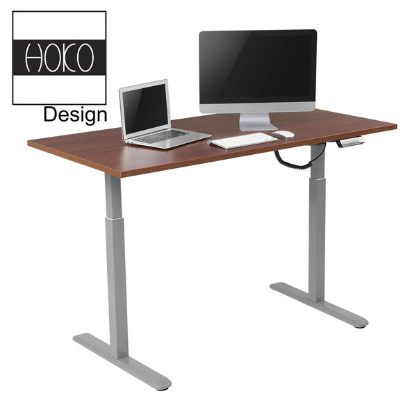 ERGO-WORK-TABLE höhenverstellbarer Schreibtisch COMFORT Grau mit 1 Motor
