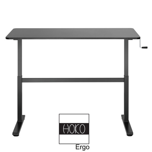 ERGO-WORK-TABLE höhenverstellbarer Schreibtisch mit Tischplatte KOMPAKT Schwarz manuelle Bedienung