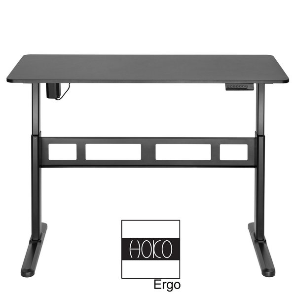 ERGO-WORK-TABLE höhenverstellbarer Schreibtisch mit Tischplatte KOMPAKT COMFORT Schwarz mit Motor