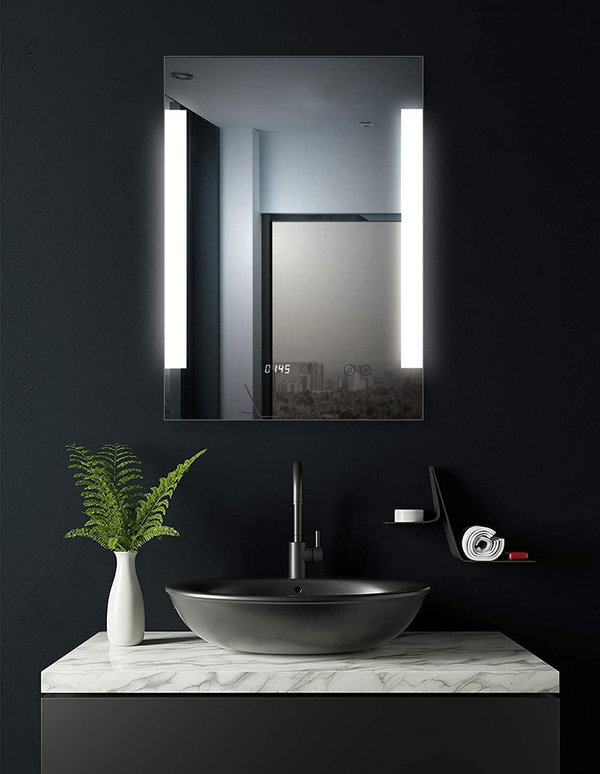 MARBURG mit Spiegelheizung + Digital Uhr 60x80 cm