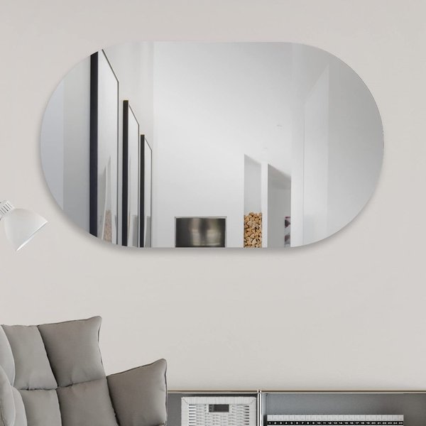Großer Design Wandspiegel oval 60 x 100 cm. HOCH und QUER Montage. HK-009PL