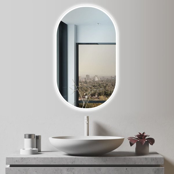 Design ANTIBESCHLAG Badspiegel oval 60 x 100 cm im XL Format. HOCH + QUER Montage HK-049PAL